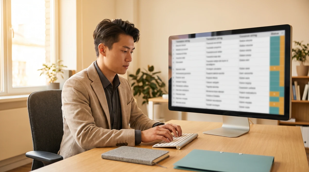 A localization engineer reviewing a website string table with key, source and target columns