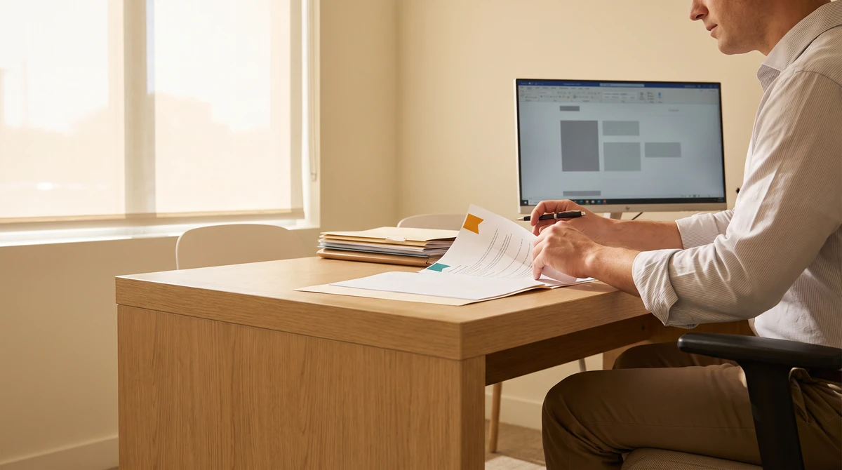 A reviewer turning a page while the pen tracks the line just read