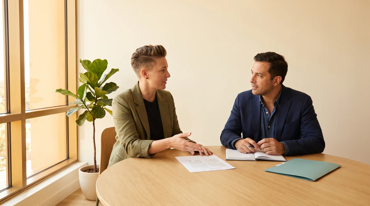 A program manager walking a prospective client through how a project is run