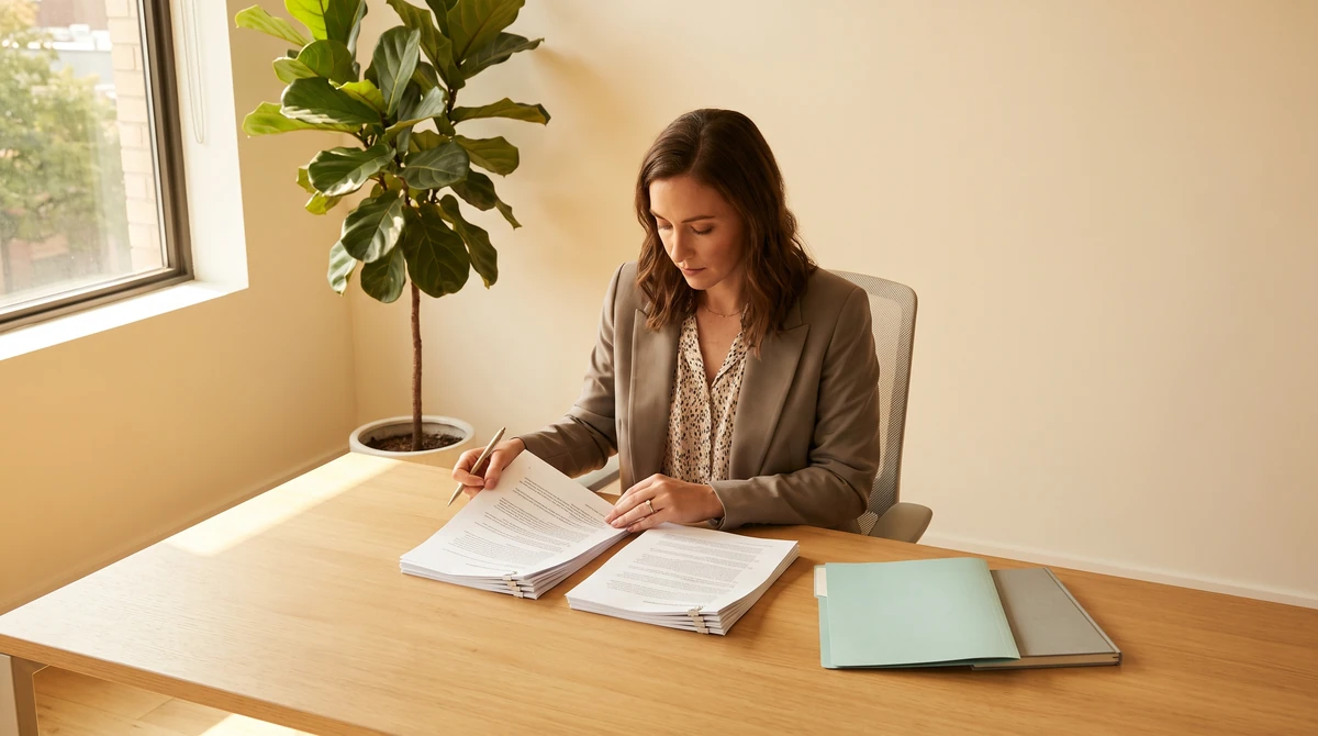A sourcing lead working through a printed roster comparison before committing a language pair
