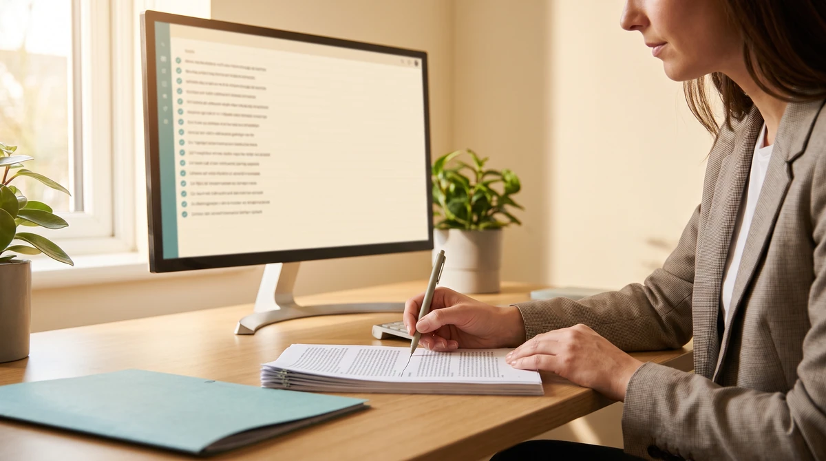 A vendor manager working through an onboarding review against a linguist credential pack