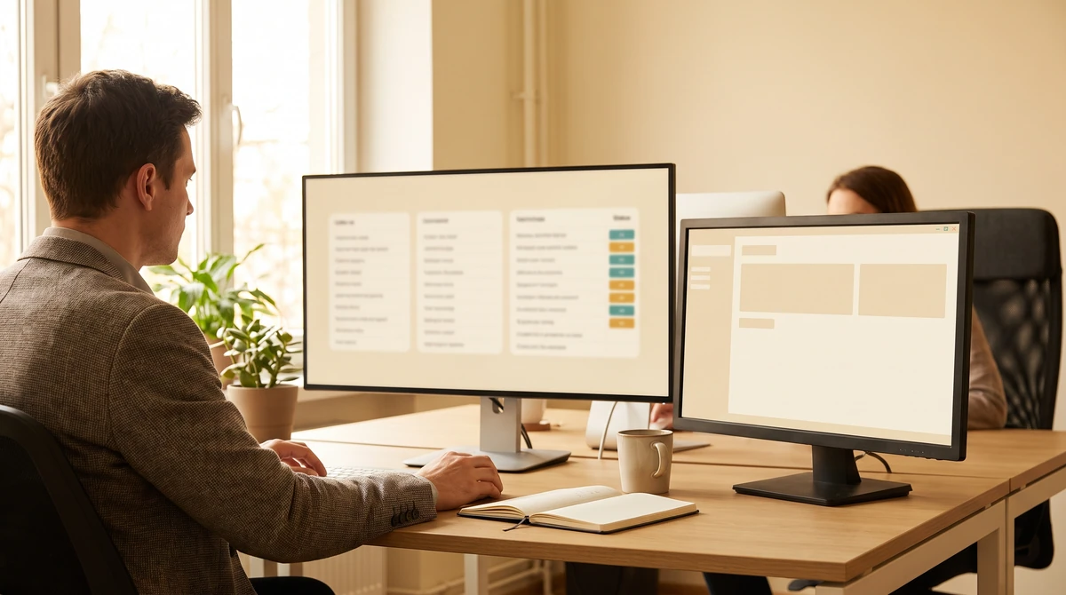 A localization engineer reviewing a three-column string table alongside the application layout it feeds